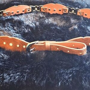 KATE SPADE Brown Leather Belt with Gold Accents